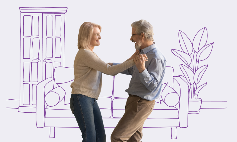 Retired couple dancing
