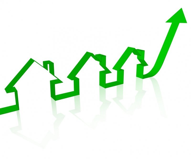 Stocks arrow in the shape of houses