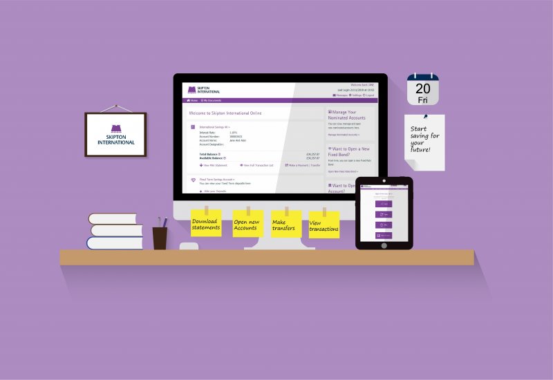 Office equipment with purple background