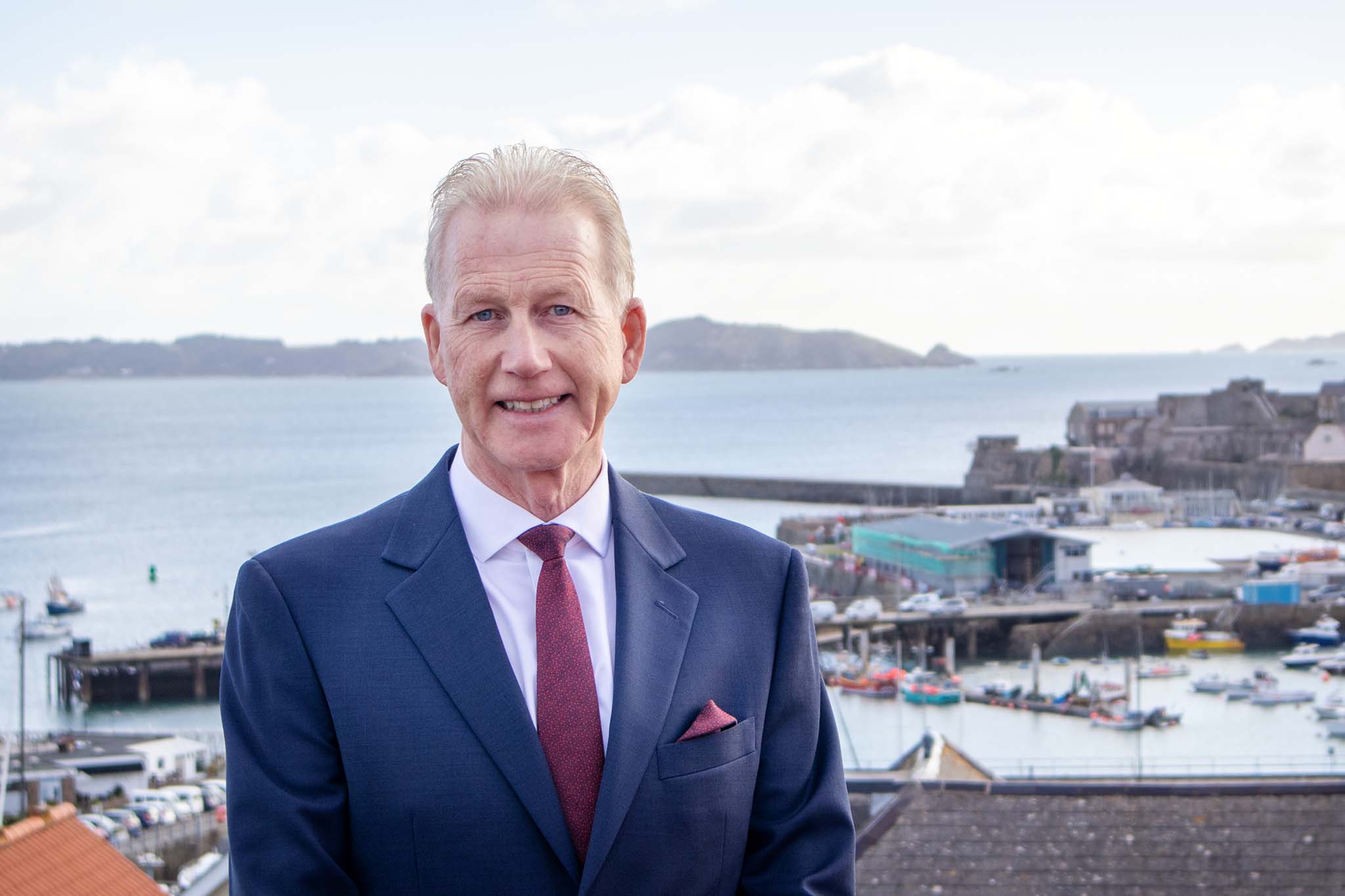 Nigel Pascoe with Guernsey seafront background