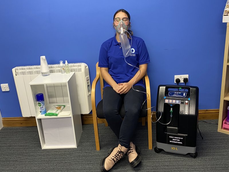 women demonstrating life saving machines