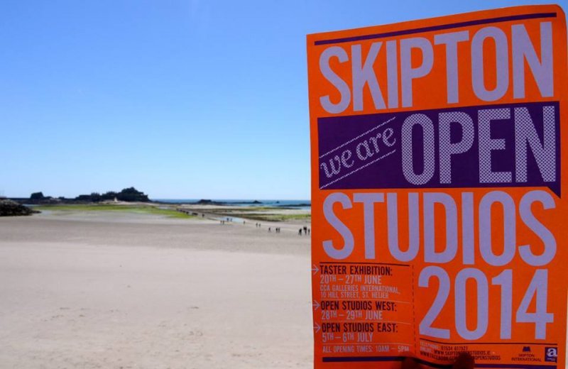 Skipton Studios sign on beach